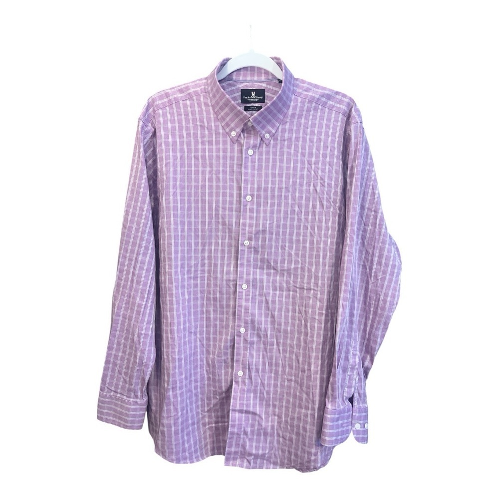Psycho Bunny Purple/White Plaid Button Down Top‎ Logo On Sleeve Modern Fit SE1